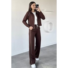 Gülseli Kadın Şerit Detaylı Fermuarlı Eşofman Takımı P-00019042
