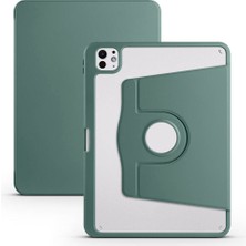 iPad Pro 11 2025 M5 Kılıf Zore Termik Kalem Bölmeli Dönebilen Standlı Kılıf - Koyu Yeşil