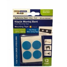 Evimdeyokyok Köpük Çift Taraflı Beyaz Köpük Bant Montaj Bandı 12  Li Yuvarlak