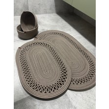 MaVaux Terra 4’lü Banyo Seti – 2’li Oval Paspas (50 X 80 cm ve 40 x 60 cm) & 2’li Oval Sepet, Doğal Halat Dokuma, El Yapımı - Premium