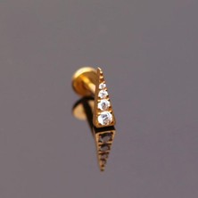 Aida Jewelss Yüksek Kalite G23 Titanium Üçgen Zirkon Altın Titanyum 7x1.2mm Labret Piercing
