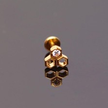 Aida Jewelss Yüksek Kalite G23 Titanium Petek Zirkon Altın Titanyum 7x1.2mm Labret Piercing