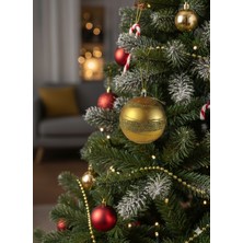 Dodomar 2 Adet Yılbaşı Ağacı Top Süsü (10 cm) - Altın Parlak ve Altın Sim Şeritli Lüks Yılbaşı Dekorasyonu Pvc Kutulu Set