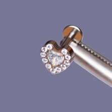 Aida Jewelss Yüksek Kalite G23 Titanium Kalp Zirkon Titanyum 8x1.2mm Labret Piercing