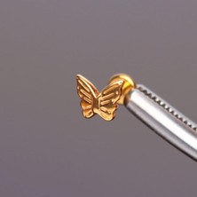 Aida Jewelss Yüksek Kalite G23 Titanium Kelebek Altın Titanyum 7x1.2mm Labret Piercing