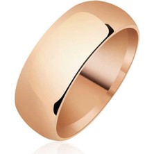 Gumush Hk Gümüş Alyans Düz Bombeli Rose 8 mm  |Gümüş Takı Hediyelik Ürünler