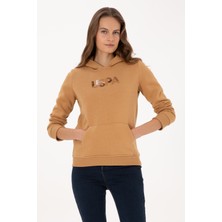 U.S. Polo Assn. Kadın Camel Kapüşonlu Basic Sweatshirt 50307711-VR015