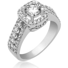 Gumush Hk Gümüş Kadın Yüzük Kare Montür Tek Taş |Gümüş Takı Hediyelik Ürünler