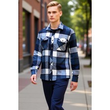 PayBuy Erkek Oduncu Stili Kareli Desenli Kışlık Ceket Gömlek Çift Cepli Rahat Kesim Günlük Kullanım