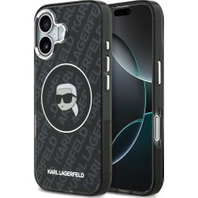 iPhone 17 Kılıf Karl Lagerfeld Orjinal Lisanslı Iml Baskılı Kl Heads Kapak Siyah