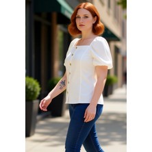 PayBuy Kadın Kare Yaka Balon Kol Bluz Konforlu ve Şık Bir Seçenek Kaliteli Şık Rahat Modern