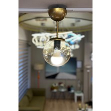 Minimal Globe Gold ONE Bal Sarı Cam Avize