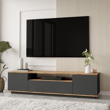 Aven Tv Ünitesi Tv Sehpası Kapaklı 180CM Çam-Antrasit Ave7-Aa