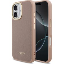 iPhone 17 Kılıf Lacoste Orjinal Lisanslı M-Safeli Champs Elysees Pu Deri Tasarımlı Kapak Pembe