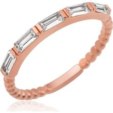 Gumush Hk Gümüş Kadın Yüzük Rose Sıralı Baget Taşlı |Gümüş Takı Hediyelik Ürünler