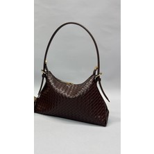 TheMoiss The Moiss Kahverengi Örgü Desen Yumuşak El ve Omuz Çantasi