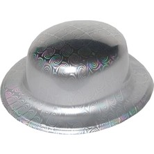 Gümüş Renk Hologramlı Plastik Yuvarlak Melon 27X24 cm