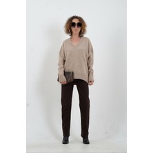 Zelish My Sister Kahve Paçası Kesik Boyfit Denim  Pantolon