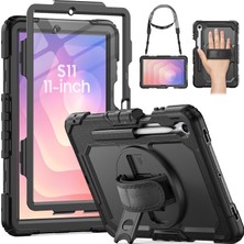 M.TK Moveteck Samsung Galaxy Tab S11 11 Inç 2025 Tablet Kılıf S Pen Kalem Bölmeli Koruyuculu Askılı Zırh Defender Kapak - SM-X736 SM-X730