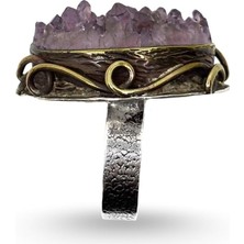 Oya Silver Otantik Parça Ametist Taşı Gümüş Vintage Kadın Yüzük