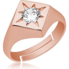 Gumush Hk ​Gümüş Kadın Yüzük Ayarlanabilir Rose Kutup Yıldızı Şovalye Yüzük|Gümüş Takı Hediyelik Ürünler