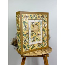 10X15CM 500 Fotoğraf Kapasiteli Kutulu Çiçek Desenli Lüks Ofset Fotoğraf Albümü (Sarı)