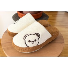 ModaFrato Momo Ayıcık Kadın Ev Terliği Günlük Rahat Kışlık Terlik