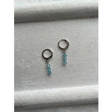 Pel Design Minimal Topaz Taşı Gümüş Kaplama Halka Küpe El Yapımı