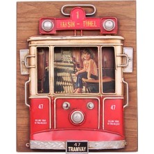 Dekoratif Metal Çerçeve Tramvay Dekorlu Vintage Ev Ofis Hediyelik