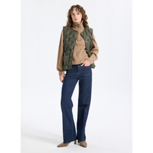 Jeep Yüksek Bel Düz Paça Bol Kesim Koyu Indigo Kadın Denim Pantolon J5WL-PNT7119