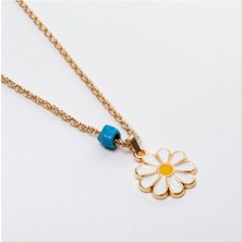 Gümüş Takıcım Papatya Figürlü Kolye