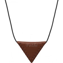 Tesbihane Siyah Ip Zincirli Isme Özel Yazılı Kahverengi Gerçek Deriden El Yapımı Erkek Cevşen Kolye