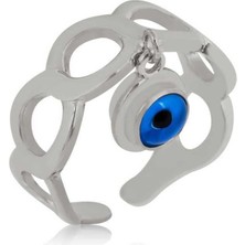 Gumush Hk Gümüş Kadın Yüzük Ayarlanabilir Nazar |Gümüş Takı Hediyelik Ürünler