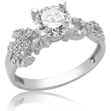 Gumush Hk Gümüş Kadın Yüzük Kar Tanesi Sonsuzluk Tek Taş |Gümüş Takı Hediyelik Ürünler