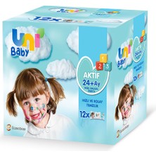 Uni Baby Aktif Bebek Islak Mendil 24+ Ay 12X52 Adet 1 Adet