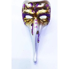 Fuşya Renk Işlemeli Seramik Malzemeden Imal Venedik Uzun Maske Magnet