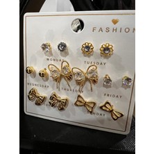 Ecem Bijuteri Çelik Altın Kaplama 14'lü Küpe