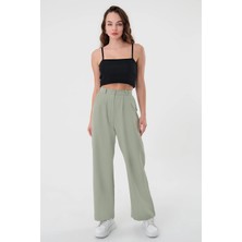 Entrendburada Kadın Zr Model Gri Yüksek Bel Palazzo Pantolon - 10758