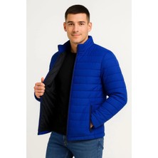 Rawea Fashion Erkek Bomber Mont Ceket – Su Itici Kumaş, Kapitone Astarlı, Fermuarlı, Kışlık - Saks Mavisi