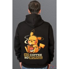 Bumeta Pokemon Pikachu Pikaçu No Coffee No Workee Sweatshirt Unisex Kapüşonlu Hoodie