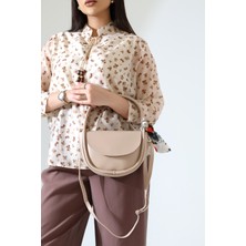 TheMoiss Küçük Boy Oval Fularlı Yüksek Kalite Kadın El Kol Omuz Çantası,çapraz Askılı Kadın Çanta