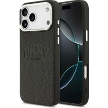 iPhone 17 Pro Max Uyumlu Kılıf Dkny Orjinal Lisanslı M-Safeli Pu Deri Kabartmalı Kapak Siyah