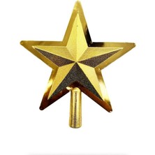 Dodomar Yılbaşı Ağaç Tepeliği (22 cm) - ALTIN (Gold) Renkli Kabartmalı Yıldız Büyük Boy Lüks Çam Ağacı Dekorasyonu