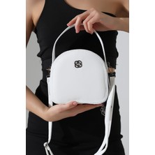 TheMoiss Oval Küçük Boy Çift Bölmeli Şık Tasarım Kadın El Kol Omuz Çantası