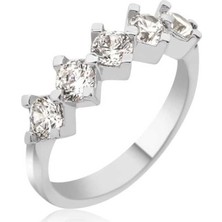 Gumush Hk Gümüş Kadın Yüzük 5 Taş |Gümüş Takı Hediyelik Ürünler