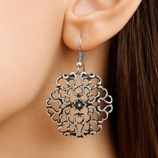 Fildişi Aksesuar Otantik Ajur Şekilli Kadın Küpe Çift Adet Gümüş Kaplama El Yapımı Küpe