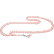 Tesbihane Kararmaz Metal Püsküllü Tekerlek Kesim Pembe Renk 99 Taneli Kedigözü Namaz Tesbihi