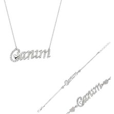 Gumush Hk Gümüş Kadın Set Canım Yazılı Kalp |Gümüş Takı Hediyelik Ürünler