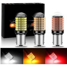 Shurima Marketing Tüm Araçlara Uyumlu Geri Vites 144 LED Ampul PY21W Turuncu Tek Duy