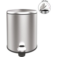 Matmel Cigo Paslanmaz Çelik Pedallı Banyo Çöp Kovası - Gri - 6 Lt